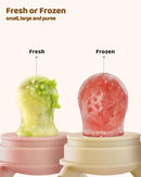 2 Packs Baby Fruit Feeder & Freezer Nibble Tray Combo, Push Pop Baby Food Feeder to Safely Introduce New Foods, Fresh & Frozen Food Silicone Feeder, 100% Food Grade, BPA Free (Caramel & Pink) by TinyTreasures Baby Boutique