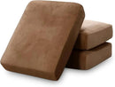 PrinceDeco Super Soft Couch Cushion Covers for Sectional Couch, Velvet Sofa Slipcover for Cushion Sofa pet Friendly with Elastic Bottom(Each Width Up to 29.5", Camel) by CozyNest Decor