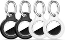 Upgrade Waterproof 4 Pack Airtags Holder with Apple Airtags Keychain, Hard PC Air Tag Case, Anti-Scratch & Shock Air tag Holder, Men's Women's Keyrings & Keychains -Black+White+Rose Red+Reden by TinyTreasures Baby Boutique