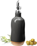 Olive Oil Dispenser Bottle Stoneware Ceramic, Cruet Protects to Reduce Oxidation, Suitable For Storage Of Oil, Vinegar, Coffee Syrups & Other Liquids - Stainless Steel Spout 14Oz by CozyNest Decor