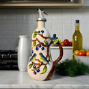 18.26oz/540ml Ceramics Olive Oil Dispenser Bottle,Hand Painted Reliefs Oil Dispenser for Kitchen,Oil Bottles for Kitchen (Blueberry) by CozyNest Decor