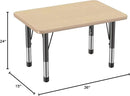FDP Rectangle Activity School and Classroom Kids Table (24 x 36 inch), Chunky Toddler Leg, Adjustable Height 15-24 inches - Maple Top and Maple Edge by CozyNest Decor