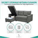 Naomi Home L-Shaped Reversible Sectional Sofa with Pull-Out Sleeper Bed and Storage Chaise, Gray Velvet by CozyNest Decor
