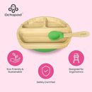 Abiie Octopod Bamboo Dish - Kids Plates for 4 months and up, 3-Compartment Baby Plates with Suction, Triangle Bamboo Baby Plate, Mess-Free Toddler Suction Plates, Baby Feeding Supplies, 8.3x1.9x7.7 in by TinyTreasures Baby Boutique