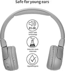 POGS Kids Bluetooth Wireless Headphones | The Gecko 2 | Foldable, Durable Headphones for Kids 3+ | Volume Limited 85 dB, Microphone | On-Ear | Wireless Music-Sharing Function (rGrey) by TinyTreasures Baby Boutique