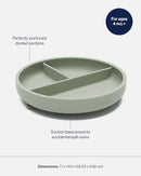 Lalo Suction Plates - 2 Pack, 100% Silicone Non-Toxic BPA-Free Baby Plates with Suction Base To Prevent Accidental Tip-Overs - Suction Plates for Toddlers With Three Divided Sections - Sage by TinyTreasures Baby Boutique
