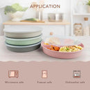 greenandlife 9 Inch 4PCS Divided Plates with Lids, Portion Control Plates for Kids Adults, Dishwasher Microwave Safe Compartment Plate, Unbreakable Lightweight Reusable Wheat Straw Plate Set, INS by CozyNest Decor