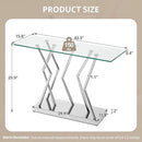 43.3" Glass Modern Console Table, Sturdy Silver Entryway Table with Stainless Steel Base, Rustic Entrance Table, Minimalist Narrow Tables for Living Room & Office by CozyNest Decor