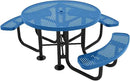 Heavy-Duty Portable Outdoor Picnic Table with Umbrella Hole, Punched Steel Patio Dining Furniture Made in America (46" Round Top, Textured Light Blue) by CozyNest Decor