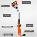 RESTMO Watering Wand Heavy Duty, Metal Garden Hose Wand with 10 Spray Patterns, 15-Inch Long Hose Nozzle Sprayer with Thumb Flow Control, Ideal to Water Hanging Baskets and Shrubs, Orange by GreenHaven Gardens