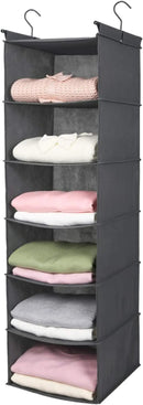 MAX Houser 6 Tier Shelf Hanging Closet Organizer, Closet Hanging Shelf with 2 Sturdy Hooks for Storage, Foldable (Grey) by CozyNest Decor