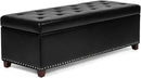 Joveco 47 Inch Storage Ottoman Bench,Tufted Leather Storage Bench with Nailhead Trim for Bedroom (47”,Black) by CozyNest Decor