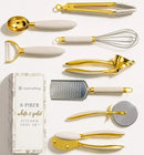 White & Gold Cooking Utensils Set - Luxe 8-Piece Kitchen Gadget Set Includes Can Opener, Tongs and Garlic Press - Stylish White and Gold Kitchen Accessories for Modern Kitchens, Ideal for Gifting by CozyNest Decor