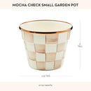 MACKENZIE-CHILDS Enamel Garden Pot, Decorative Pot for Plants, Outdoor Flowerpot Decor, Small, Brown-and-White Mocha Check by GreenHaven Gardens