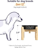 Ceramic Puzzle Slow Feeder Dog Bowl - 0.6 Cup Elevated with Wood Stand for Small Breeds, Black by CozyNest Decor