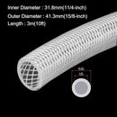 1 1/4" x 1 5/8" Braided Clear Plastic PVC Tubing 10ft High Pressure Flexible Reinforced Vinyl Tube, [for Garden Irrigation, Water Hose, Fish Tank, Water Transfer] - 31.8x41.3mm by GreenHaven Gardens