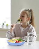 Stainless Steel Toddler Suction Plate with Lid, Deepened 9" Divided Plates with Removable Silicone Sleeves for Kids, Non Toxic Unbreakable Snack Dishes Set of 4, Sage Blue Gray Blush by TinyTreasures Baby Boutique