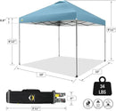 CROWN SHADES Adjustable Height on The Fly, 10x10 Pop Up Canopy - Beach Tent with One Push Setup - Easy Outdoor Sun Shade for Events, Parties, Camping - Outside Shade with STO-N-Go Bag, Cyan Blue by GreenHaven Gardens