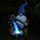Garden Gnome Statue, Gnome Decoration for Yard with Blue Solar Light, Patio Porch Yard Garden Decor for Outside, Lawn Ornament by GreenHaven Gardens