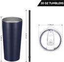 VEGOND 20oz Tumbler Bulk with Lid and Straw 1 Pack, Stainless Steel Vacuum Insulated Tumbler, Double Wall Coffee Cup Travel Mug, Navy Blue by TinyTreasures Baby Boutique
