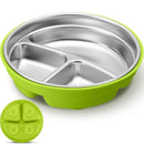 Nuogo 1 Pcs Stainless Steel Baby Suction Plates with Removable Silicone Shell 2-in-1 Metal Toddler Bowl Divided for Picky Eaters Kid Feeding Led Weaning Supply, Dishwasher Safe (Green) by TinyTreasures Baby Boutique