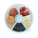 GoBe Kids Large Snack Spinner Slide Bundle with Hand Strap and Sticker Sheet - Reusable Snack Container with 4 Compartment Dispenser and Lid | BPA/PVC Free | Dishwasher Safe | No Spill - Macaron Blue by TinyTreasures Baby Boutique