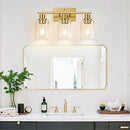 3-Light Vanity Lights with Clear Glass Shades, Brushed Gold Bathroom Light Fixtures Over Mirror, Modern Bathroom Wall Lamp for Mirror Living Room Cabinet Bedroom Porch by CozyNest Decor