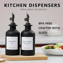 HOMCDALY Olive Oil Dispenser for Kitchen, 11.8oz Glass Kitchen Dispenser Bottle, Black Oil&Vinegar Cruet Set, Leakproof Olive Oil Bottles | Set of 2 (11.8oz – Black) by CozyNest Decor