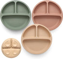Suction Plates for Baby 3 pack, Stay Put Divided Toddler Plates, 100% Food Grade Silicone Baby Plates, BPA Free, Baby Feeding Supplies, Microwave & Dishwasher Safe by TinyTreasures Baby Boutique