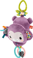 Fisher-Price Baby Stroller Toy Sing & Go Purple Monkey Musical Sensory Plush with Crinkle & Clackers for Newborns from Birth+ by TinyTreasures Baby Boutique