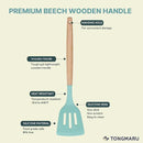 Silicone Cooking Utensils Set, Premium Beech Wood Handle Kitchen Gadgets Utensil Set, Non-Stick Kitchen Utensils Spatula, Tongs, Turner, Whisk, Brush, Spoon, BPA FREE, 446°F Resistant (Mint) by CozyNest Decor