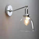 PERMO Industrial Vintage Wall Sconce Chrome Wall Sconce with 6.7" Oval Dome Clear Glass Shade Light Lamp Fixture by CozyNest Decor