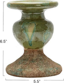 Creative Co-Op 2-Tone Sculptural Terracotta Pillar Candle Holder, Distressed Green by CozyNest Decor