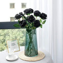 Black Fake Roses Artificial Flowers - 10 Pcs Fake Artificial Roses Silk Flowers with Stems for Home Wedding Hotel Office Centerpiece Decor by CozyNest Decor