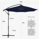 FLAME&SHADE 10ft Cantilever Patio Umbrella Outdoor, Large Offset Umbrella with Crank and Cross Base, UPF 50+ UV Protection Hanging Umbrella for Pool Deck Garden, Navy Blue by GreenHaven Gardens