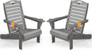 Adirondack Chairs Set of 2, Outdoor Fire Pit Chairs, HDPE All-Weather Adirondack Chairs with Cup Holder, Lawn Chair for Deck, Patio, Garden (Grey) by GreenHaven Gardens