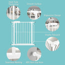 WAOWAO Baby Gate 71.65-76.35" Extra Wide Pressure Mounted Walk Through Swing Auto Close Safety White Metal Toddler Kids Child Dog Pet Puppy for Stairs,Doorways,Kitchen by TinyTreasures Baby Boutique