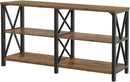 LVB Wood Console Table, Rustic 3 Tier Sofa Table Behind Couch, Industrial Metal Entryway Table with Storage Shelf, Farmhouse Wooden Foyer Hallway Table for Entry Living Room, Rustic Brown, 55 Inch by CozyNest Decor