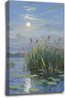 Landscape poster artwork art poster natural landscape painting reed marsh under the moonlight suitable for living room bedroom home wall by CozyNest Decor