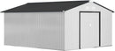 Outsunny 11' x 13' Outdoor Storage Shed, Garden Tool Metal Shed with Foundation Kit, Double Lockable Door, Air Vents and Sloping Roof, for Backyard, Patio, Lawn, White by GreenHaven Gardens