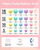 Pastel Balloons Arch Garland Kit, 146PCS Pastel Balloons 4 Sizes 18/12/10/5 Inch, Macaron Rainbow Balloon Arch Kit for Unicorn Birthday Baby Shower Wedding Easter Party Decorations by CozyNest Decor