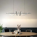 JAYMP Dining Room LED Chandelier 56W Dimmable Kitchen Island Light Modern Pendant Light Geometric Design Hanging Light Fixture Black 39 Inches by CozyNest Decor