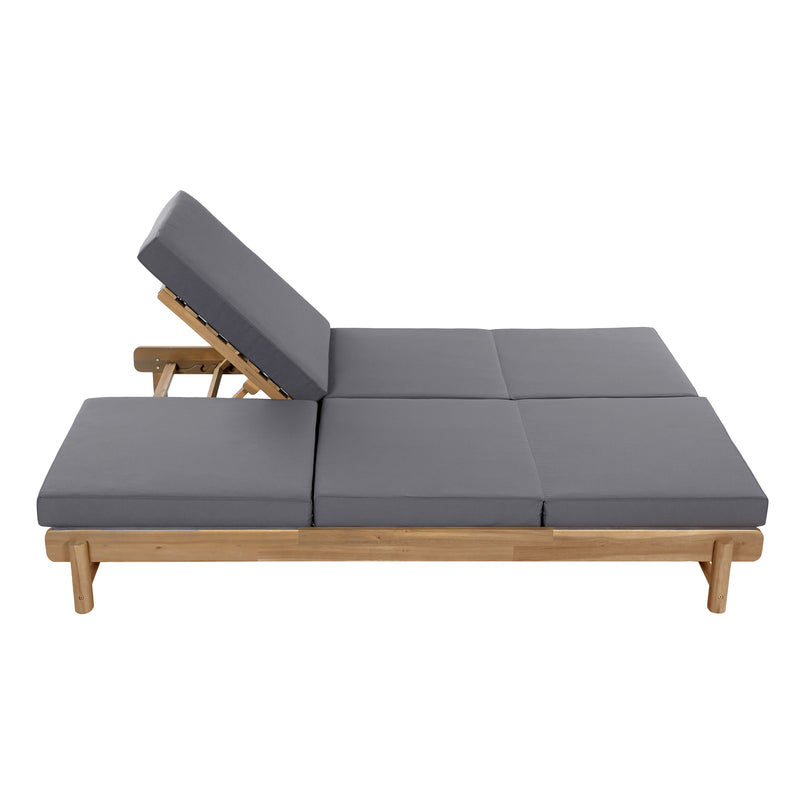 Light Teak Acacia Wood Double Chaise Lounger Set, photo 8 of 10