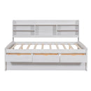 Captain Bed With Built In Bookshelves, 3 Storage Drawers, And Trundle