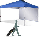 CROWN SHADES 12x12 Pop Up Canopy Tent Instant Commercial with 150D Silver Coated Fabric Including 1 Removable Sidewall, 4 Ropes, 8 Stakes, Weight Bags, STO 'N Go Bag, Blue by GreenHaven Gardens