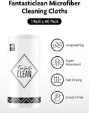 Fantasticlean Microfiber Cleaning Cloth Roll -40 Pack, Tear Away Microfiber Towels, 12" x 12", Reusable, Washable, Scratch Free, Ultra Absorbent Dish Rags for Car, Home, Garage or Shop (White) by CozyNest Decor