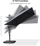 PURPLE LEAF 8.2' X 11.5' Tilting Patio Umbrella with Base Outdoor Cantilever Swivel Rectangle Umbrella Aluminum Offset Umbrella with 360-degree Rotation for Garden Deck Pool Patio Grey by GreenHaven Gardens