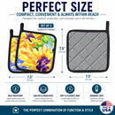 Flower - Sunflower Pot Holder Set of 2 Heat Resistant Quilted Hot Pads 7.5 x 7.5 Inch, Insulated Kitchen Trivets for Cooking & Baking
