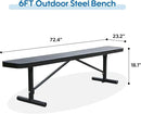 72" L Steel Flat Bench Garden Bench, Black Outdoor Park Bench Weather-Resistant Steel Metal, Patio Seating for Front Porch Backyard Park Outside, Metal Benches for Outside to dodrill to Ground by GreenHaven Gardens