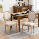 French Style Solid Wood Frame Antique Painting Fabric Back Dining Chair (Set of 2) by HouseOfZazla